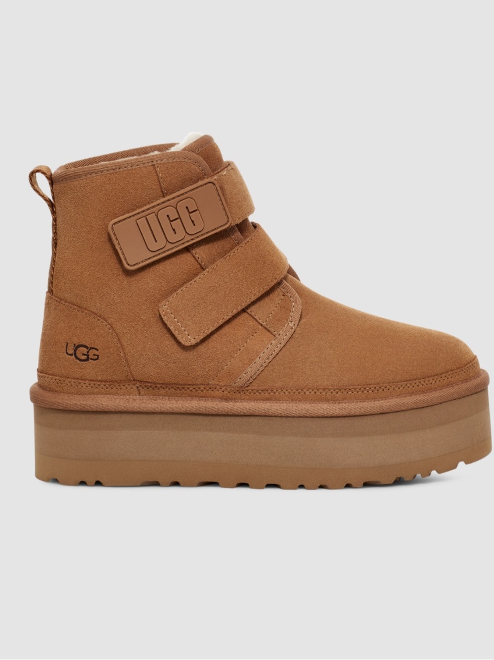 UGG Chestnut Brown Double-Strap Platform Ankle Boot